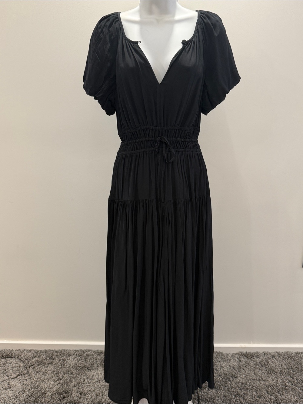 J. Crew Black Elena Dress with Puff Sleeves NWT